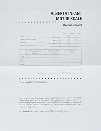 [B9780323798426] Alberta Infant Motor Scale Score Sheets (AIMS): Package of 50 Score Sheets 2ed